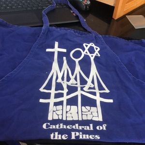 2 adult aprons, used 1 blue, 1 black tie waist